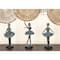 Set of 3 Teal Polystone Traditional Dancer Sculpture, 6" x 12"